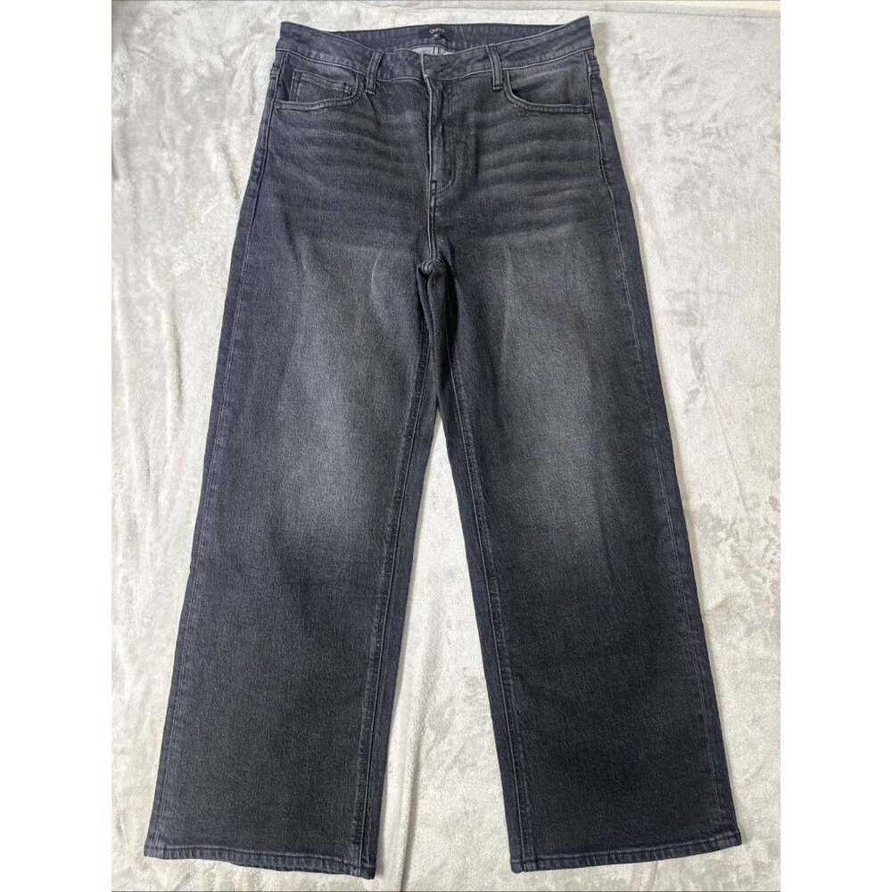 Quince Bella Stretch Relaxed Straight Jeans Womens Size 32 Charcoal Black Denim - Picture 2 of 9